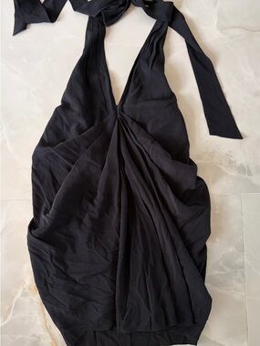 Alice + Olivia Black One-Shoulder Twist Draped Dress